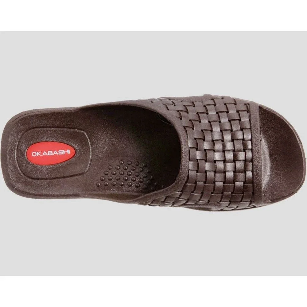 OKABASHI Men's Torino Brown Sandals Slides - Sz Large (8 - 8.5) - New With Tags